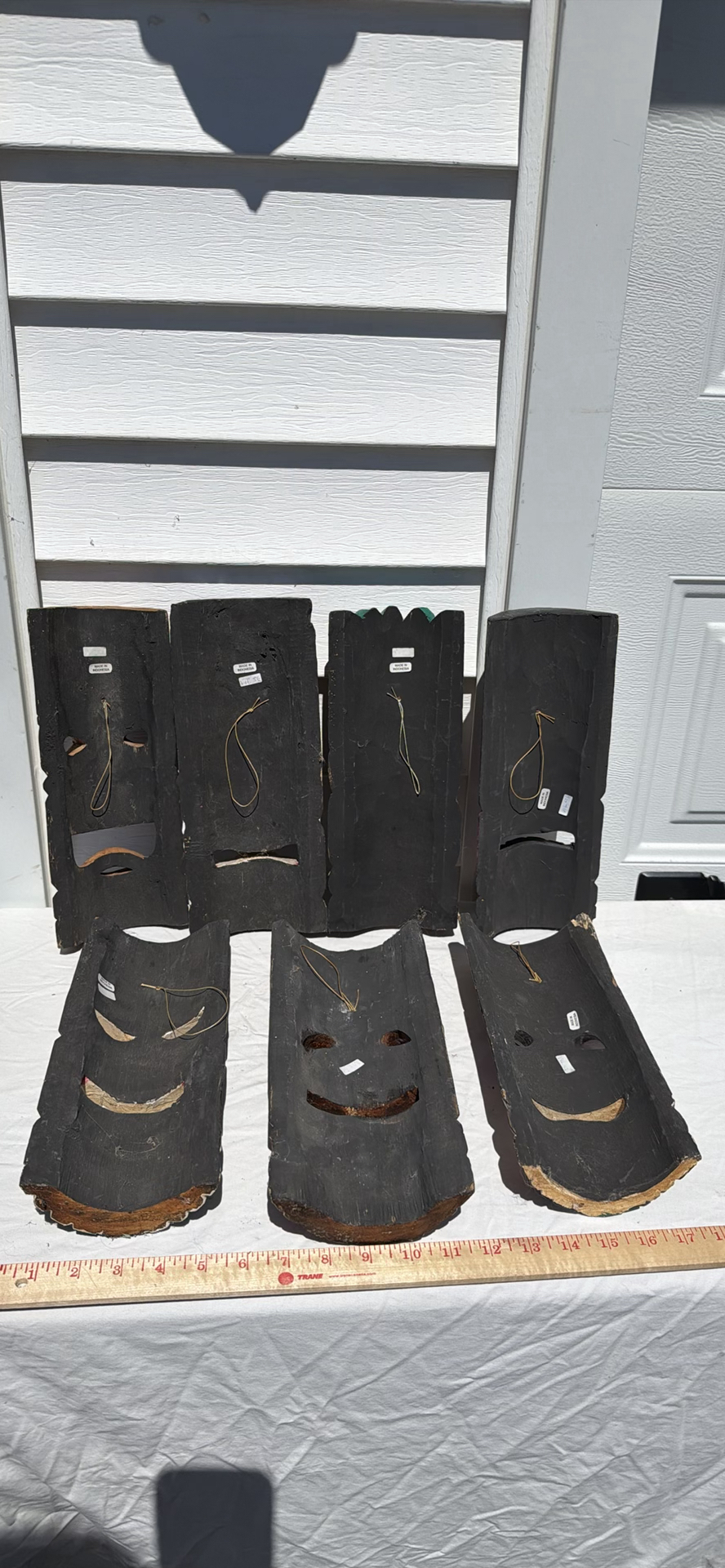 Set of Seven Hand-Carved Wooden Tiki Masks - image 4 of 6