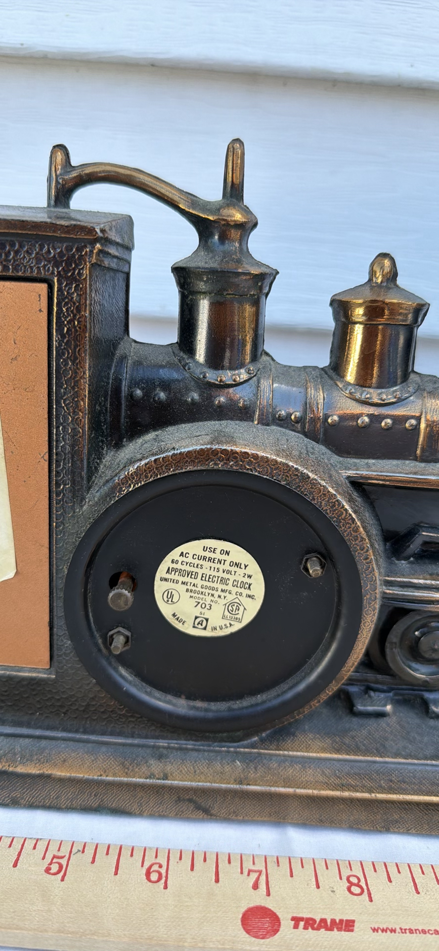 Vintage United Metal Goods Steam Locomotive-Style Mantel Clock, Model 703 - image 7 of 13