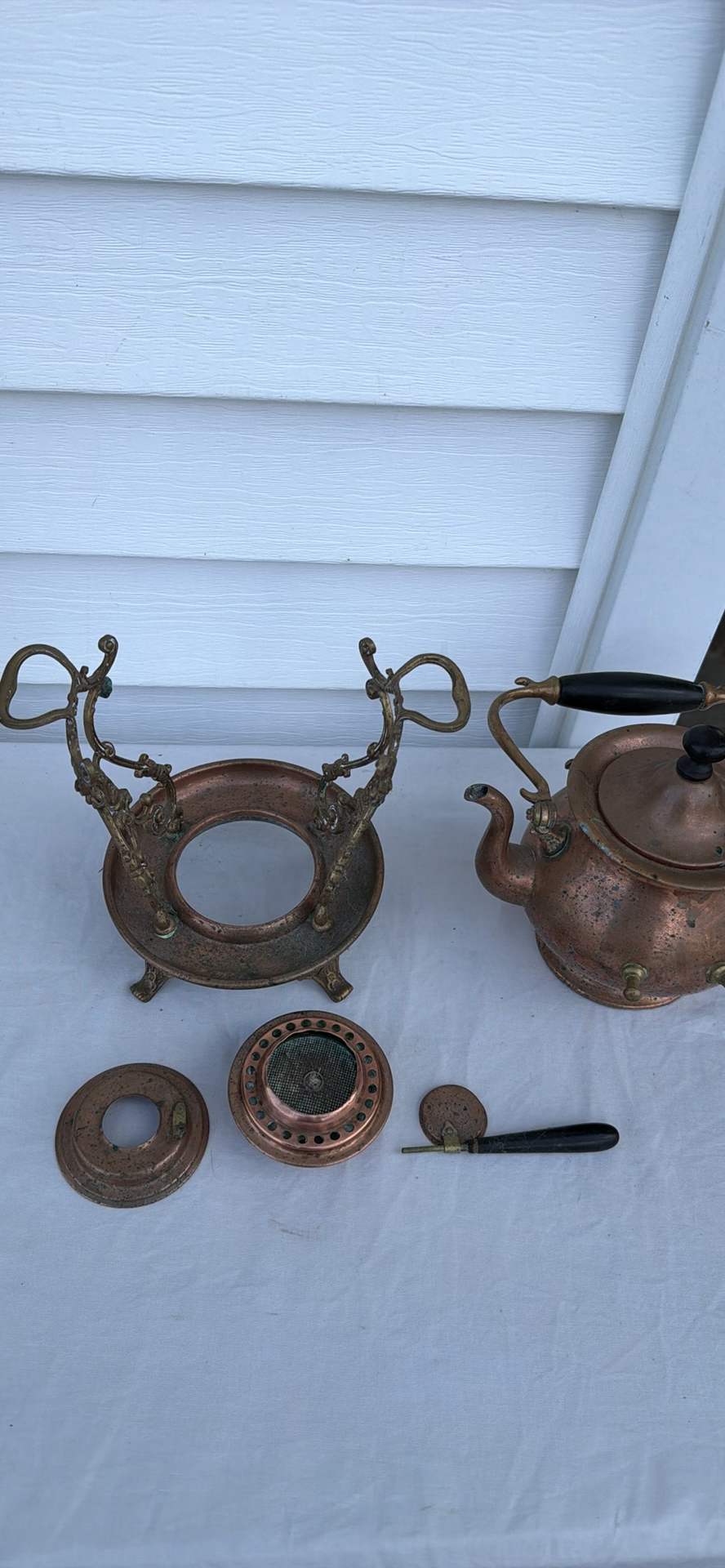 Antique Copper Teapot On Stand With Burner 1892 Patent S&Co. - image 14 of 23