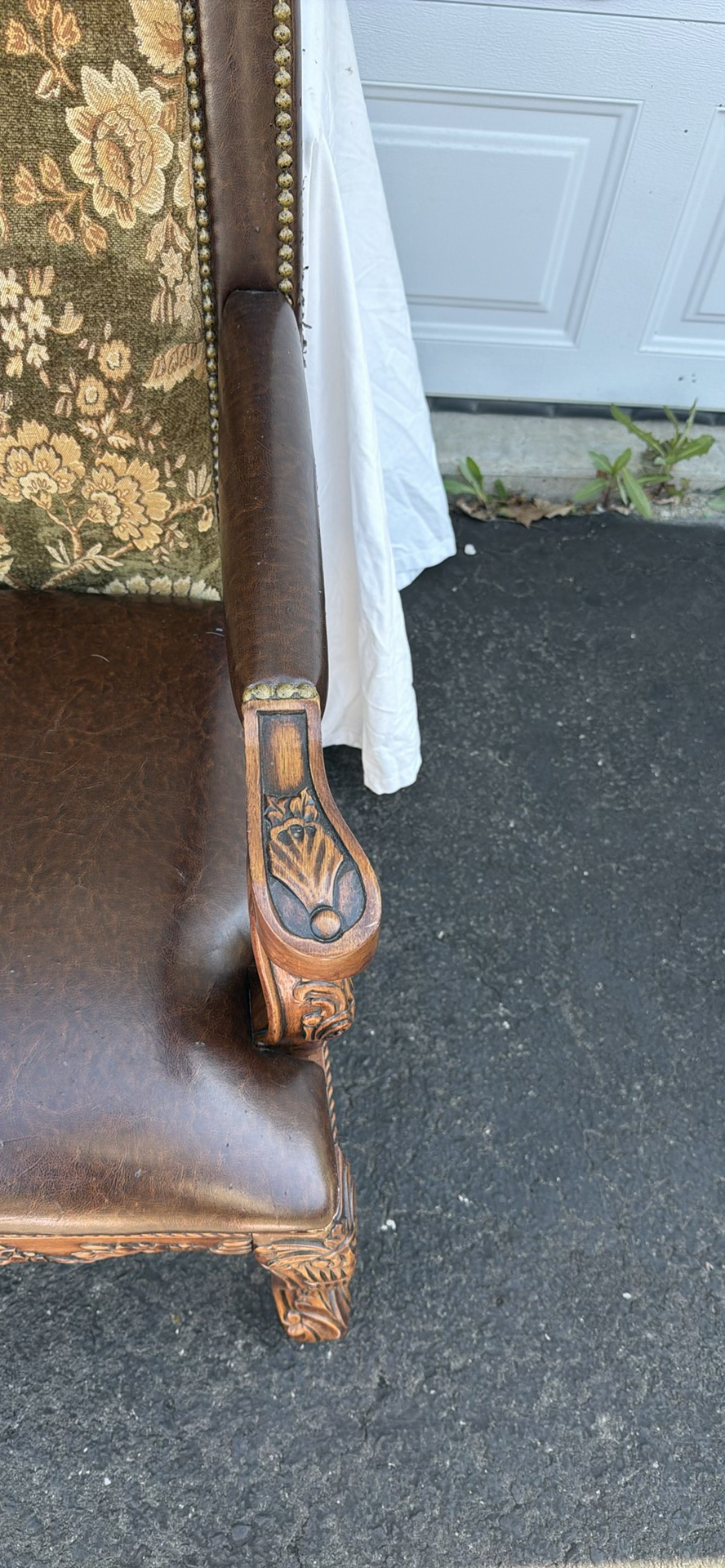 Vintage Upholstered Wooden Armchair - image 5 of 16
