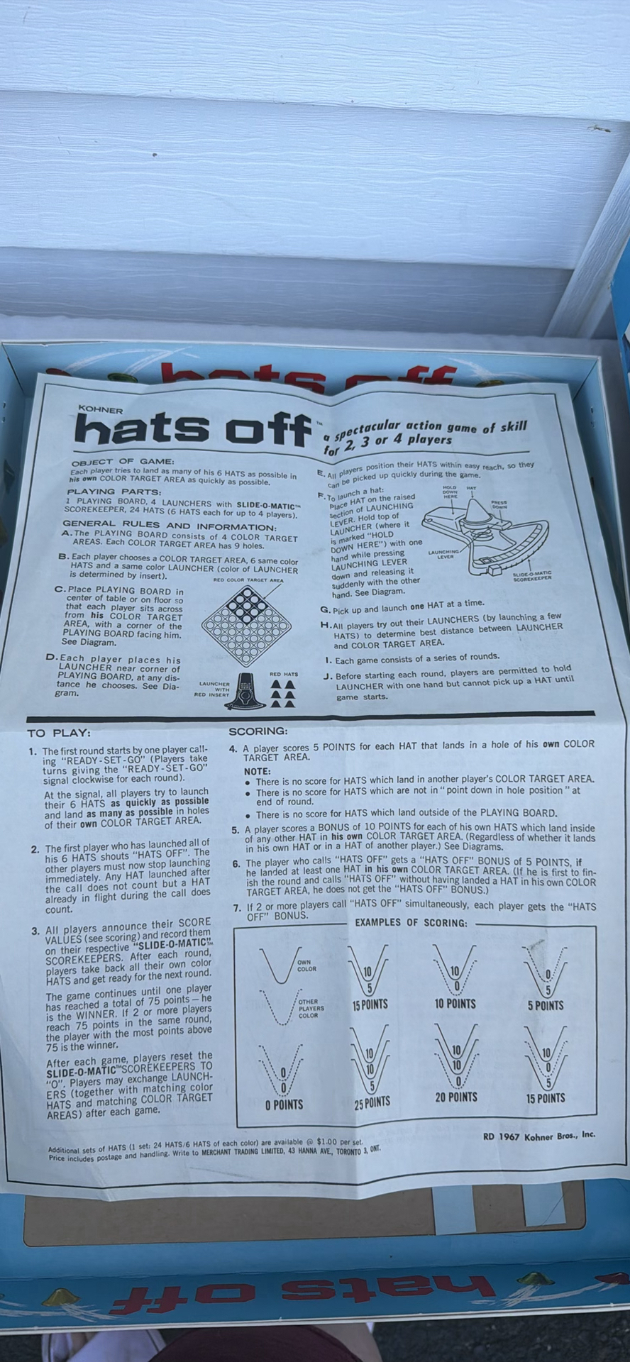 Vintage 1960s Kohner Hats Off and Trouble Board Games - image 19 of 20