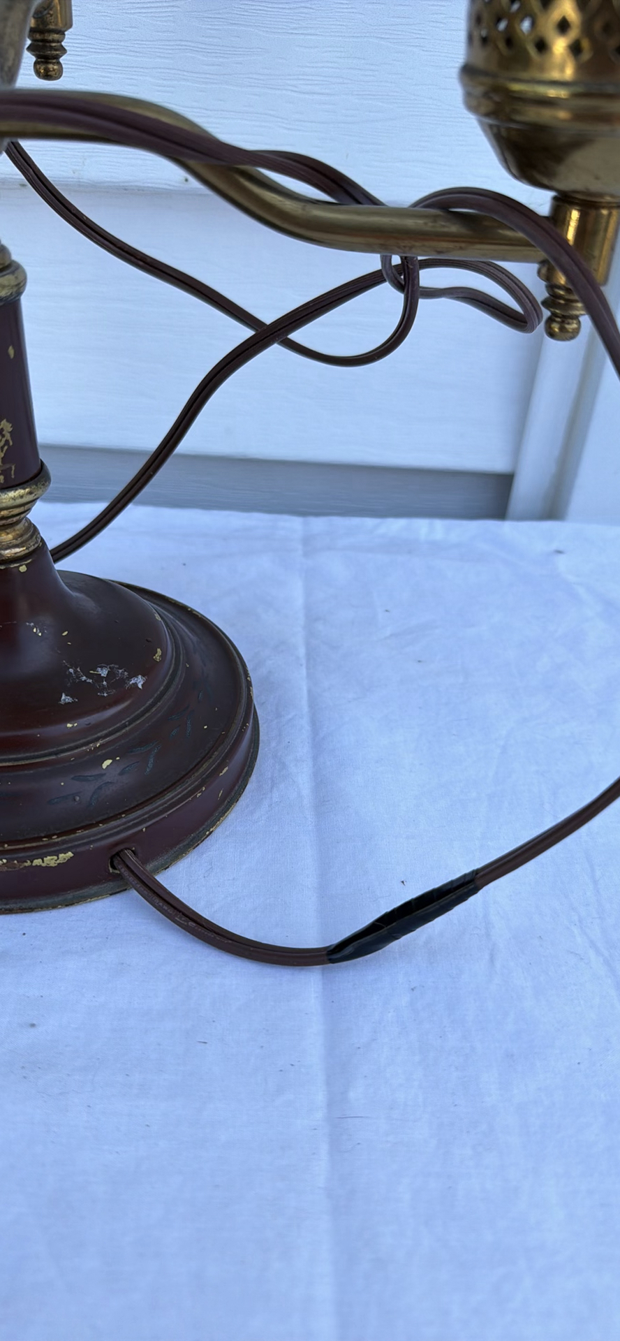 Antique Two-Light Table Lamp with Glass Shades - image 3 of 6