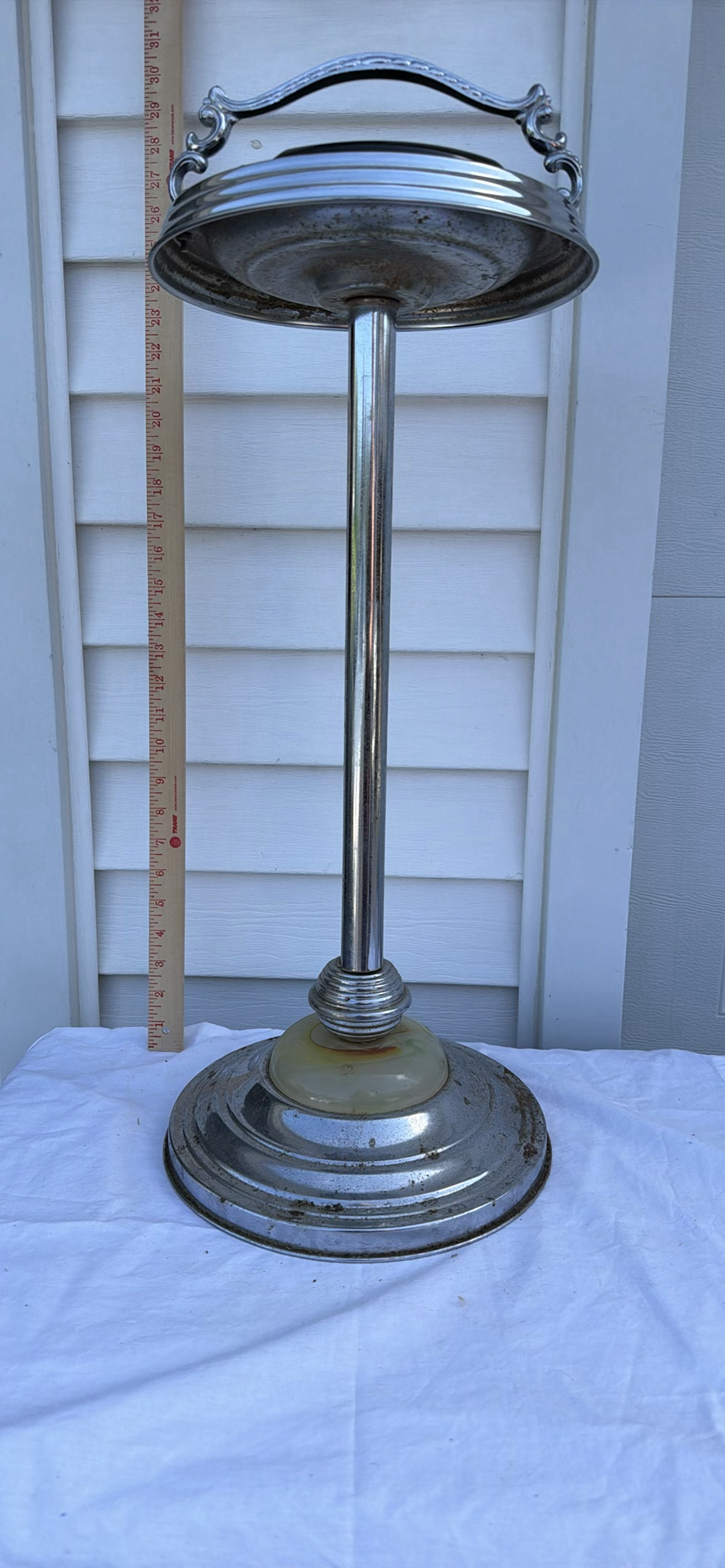 Pedestal Standing Ashtray with Glass Insert - image 4 of 5