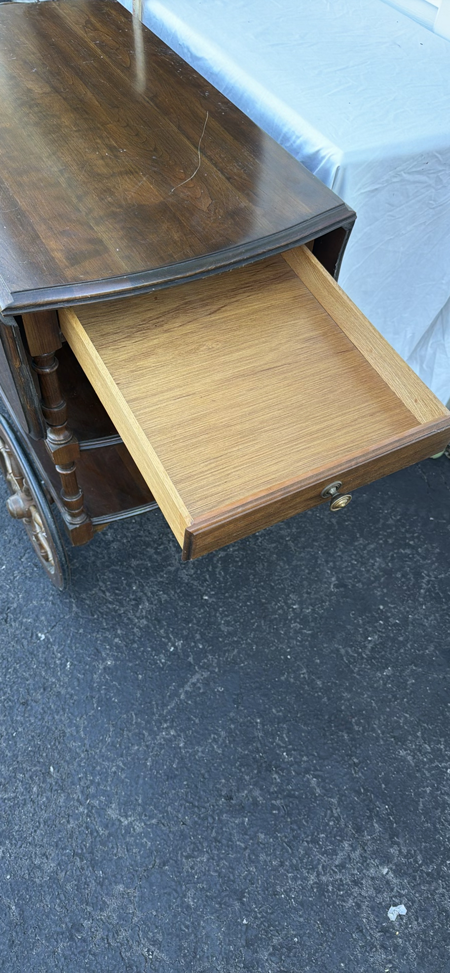 Vintage Pennsylvania House Wooden Drop-Leaf Serving Cart with Wheels - image 7 of 18