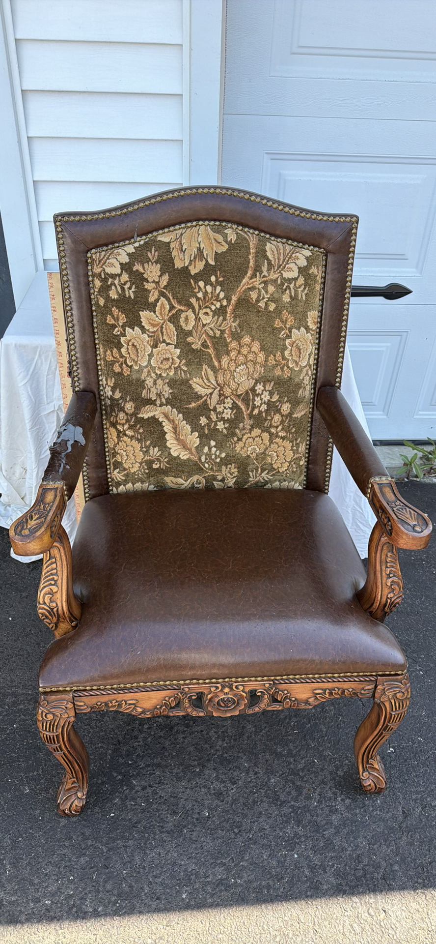 Vintage Upholstered Wooden Armchair - image 1 of 16