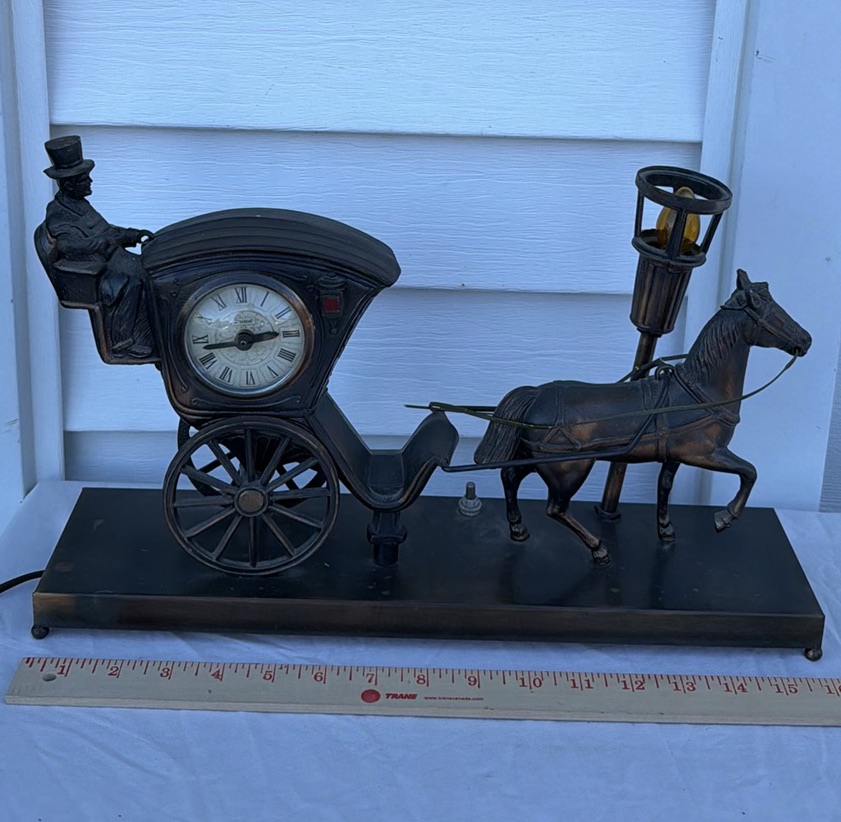 Vintage United Metal Goods Horse-Drawn Carriage Mantel Clock - image 1 of 15