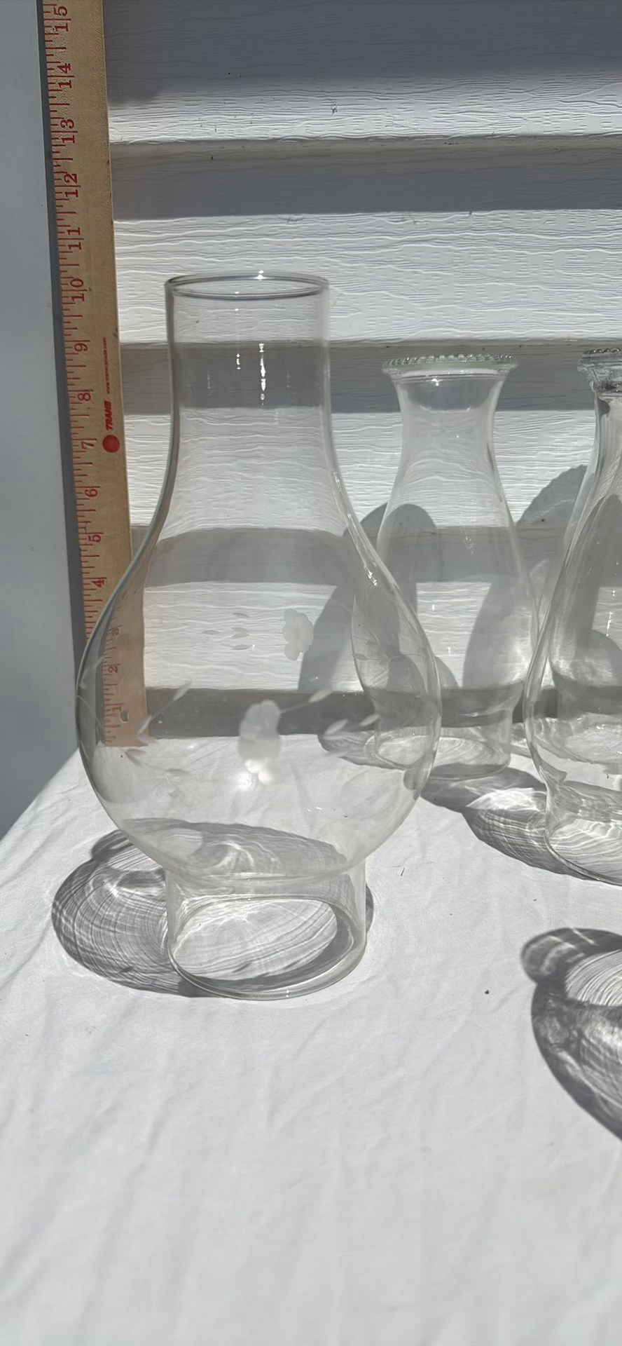 Seven Clear Vintage Glass Lamp Chimneys and Shades - image 3 of 5