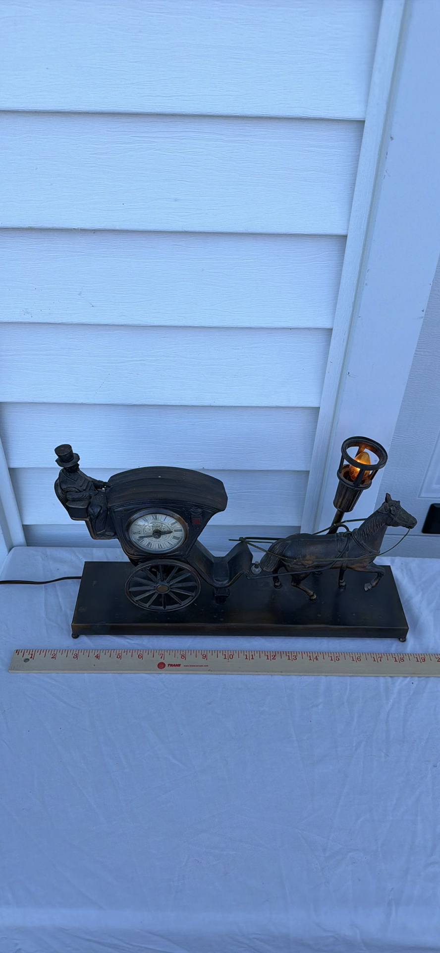 Vintage United Metal Goods Horse-Drawn Carriage Mantel Clock - image 9 of 15