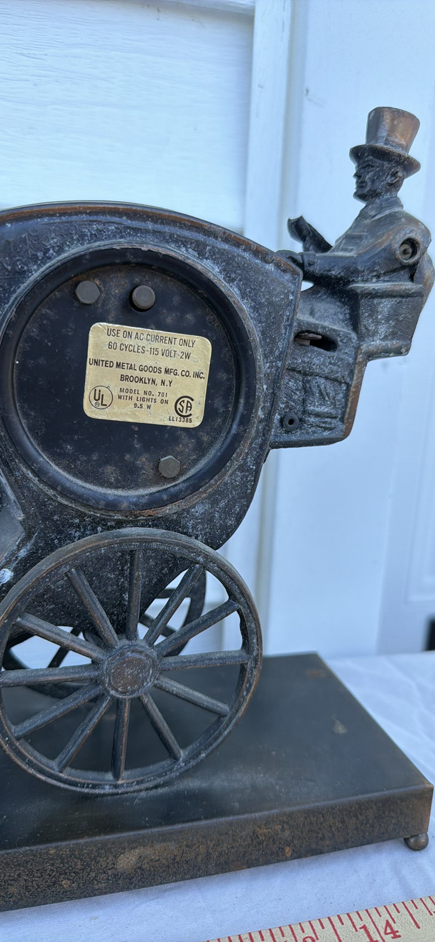 Vintage United Metal Goods Horse-Drawn Carriage Mantel Clock - image 14 of 15