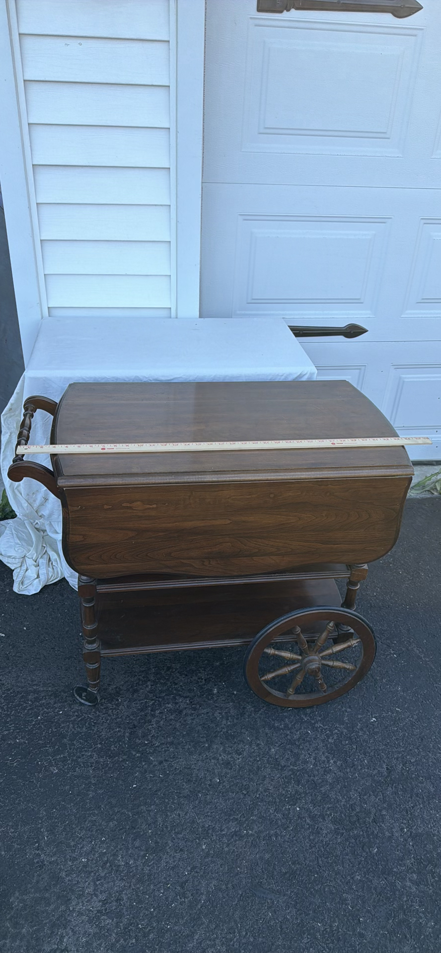 Vintage Pennsylvania House Wooden Drop-Leaf Serving Cart with Wheels - image 11 of 18