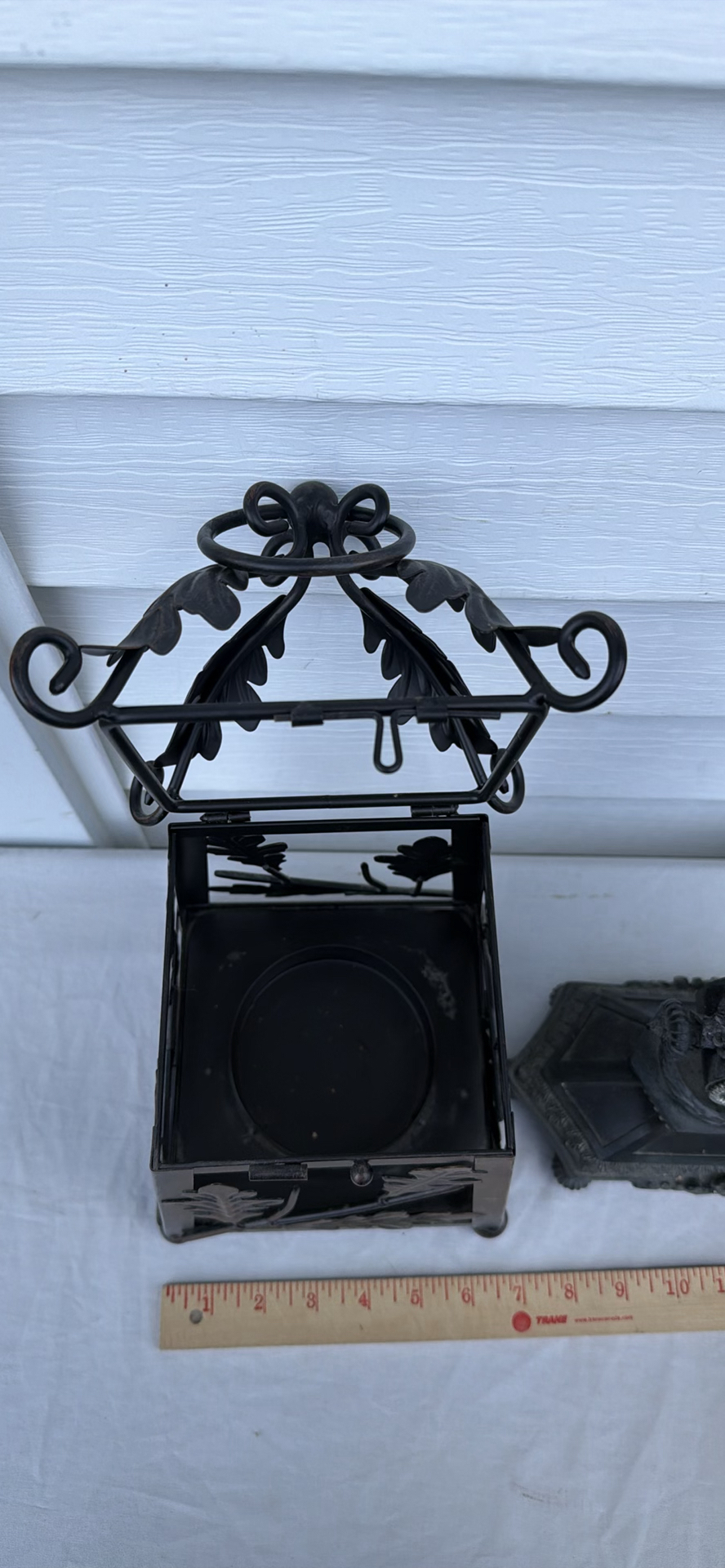 Decorative Metal Lantern and Ornate Cherub Clock - image 5 of 10