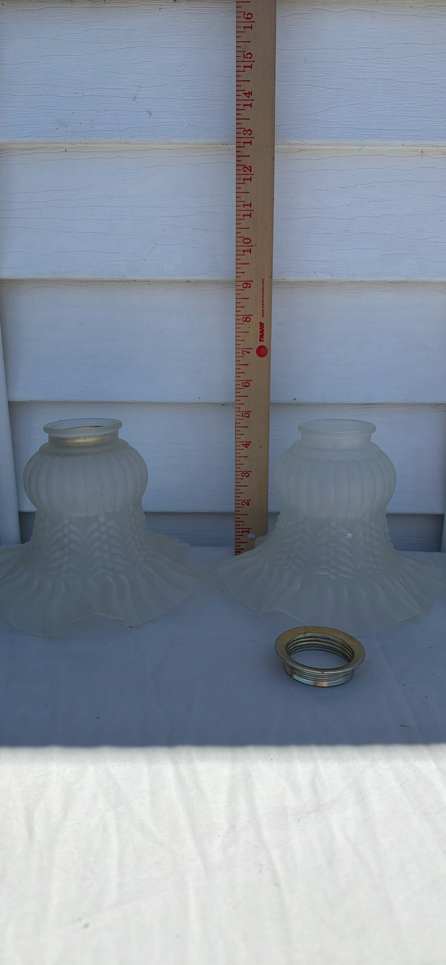 Three Vintage Frosted Glass Lamp Shades - image 7 of 9
