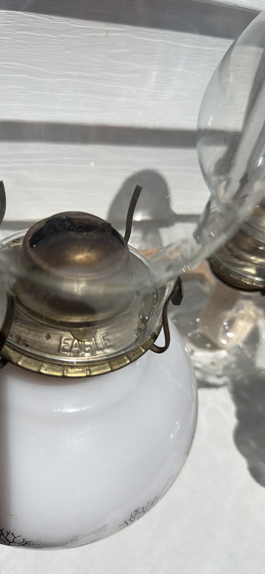 Five Vintage Glass Oil Lamps, Four Chimneys and Lamp Oil Bottle - image 11 of 21