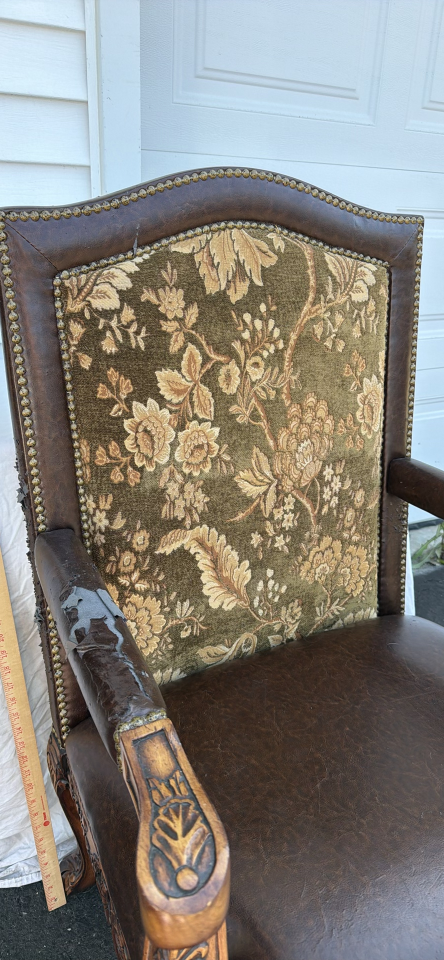 Vintage Upholstered Wooden Armchair - image 8 of 16