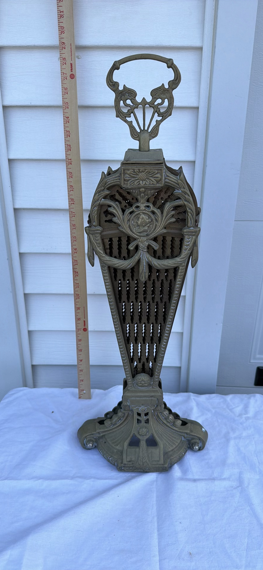 Ornate Antique Metal Folding Fireplace Fan Screen - image 3 of 6