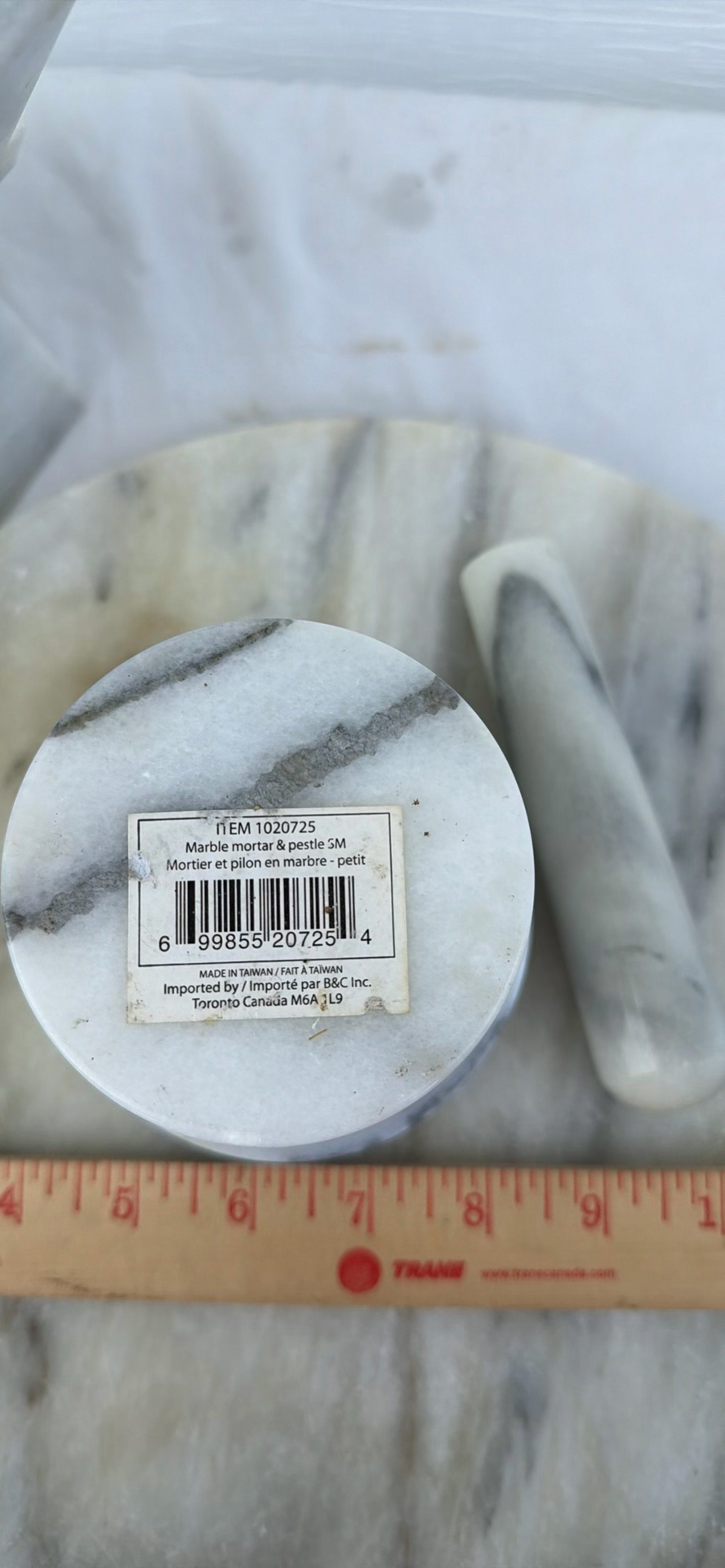 Marble Mortar and Pestle with Round Marble Slab and Knife Block - image 6 of 10