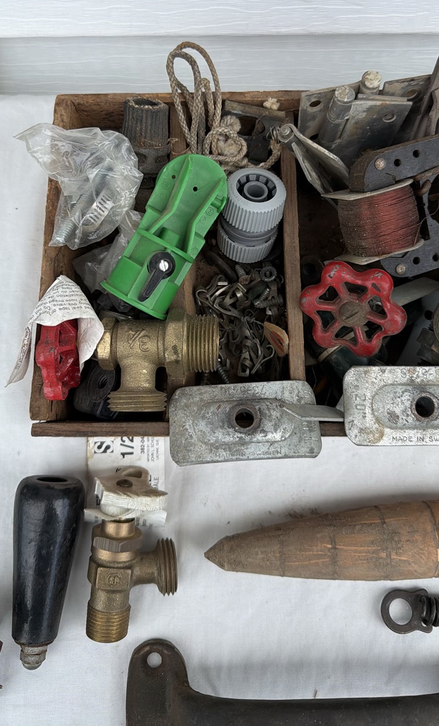 Vintage Wooden Box with Assorted Vintage Hardware and Tool Parts - image 8 of 8