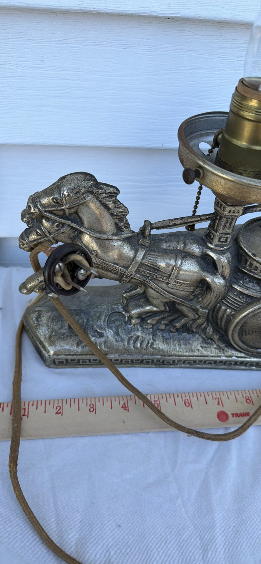 Vintage Art Deco Horse-Drawn Gladiator And Chariot Table Lamp - image 10 of 10