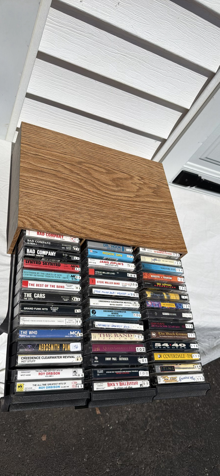 Wooden Cassette Tape Storage Cabinet with Assorted Cassette Tapes - image 2 of 8