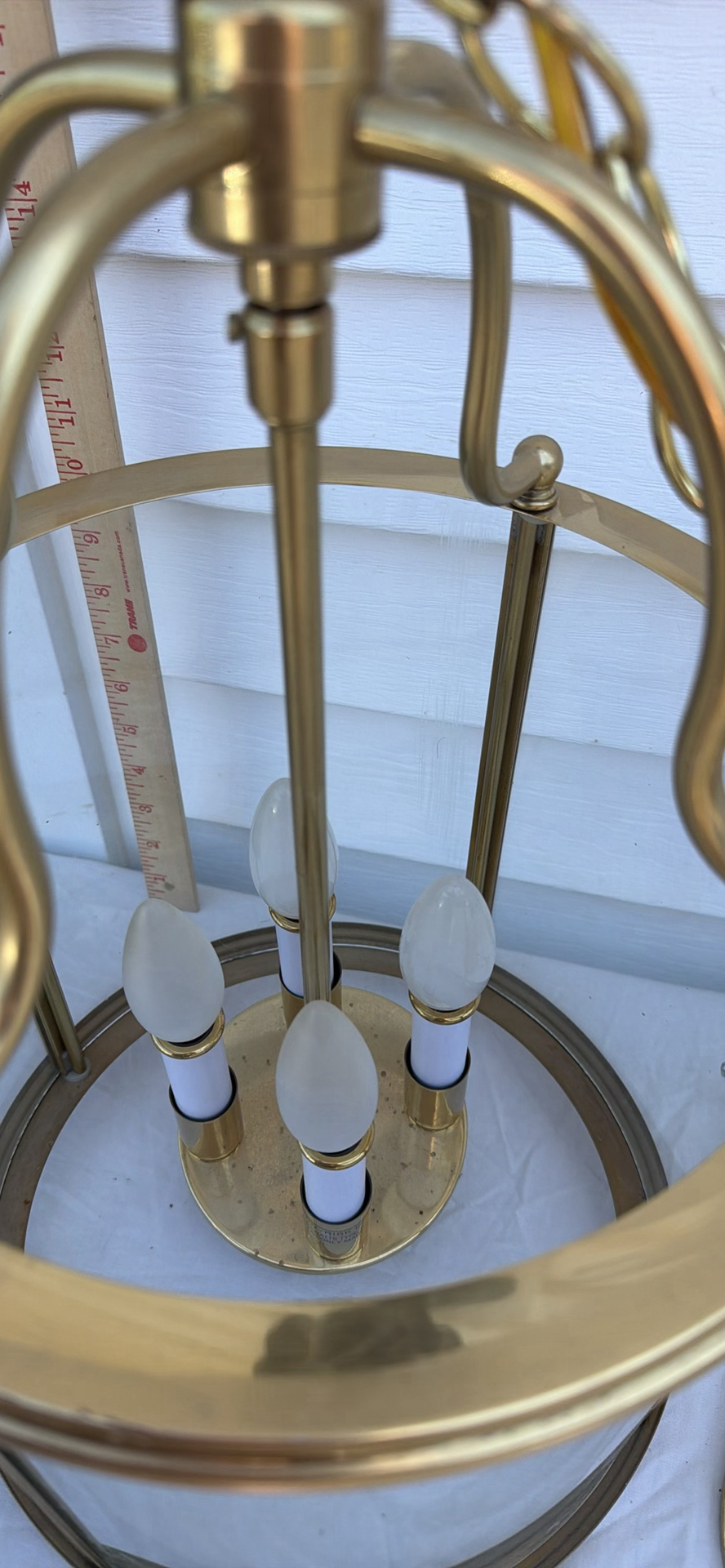 White House Style Brass and Glass Hanging Lantern Light Fixture - image 3 of 8