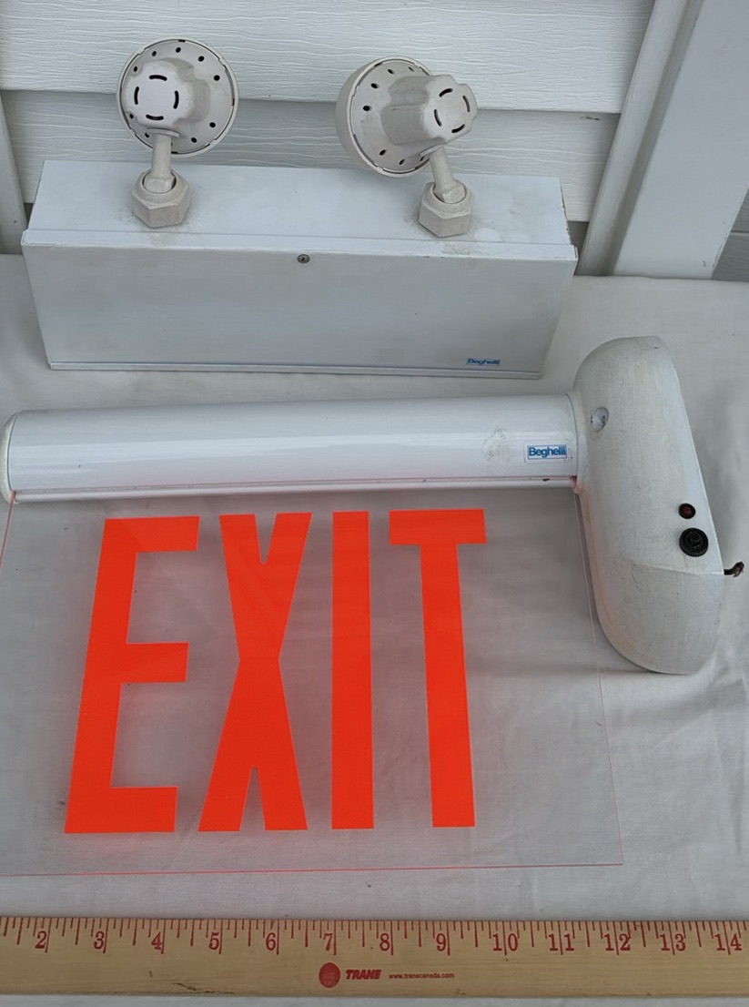 Beghelli Illuminated EXIT Sign with Emergency Light Heads - image 2 of 12