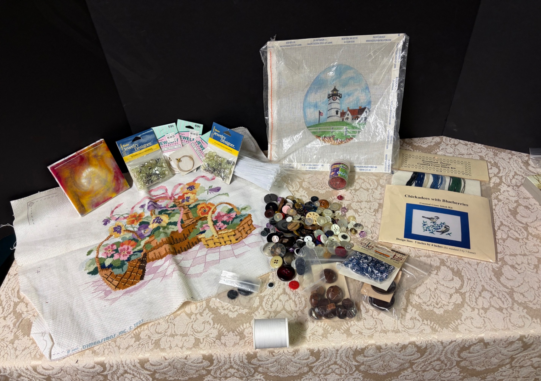Lot of Buttons, Embroidery, Crafts, more - image 1 of 4