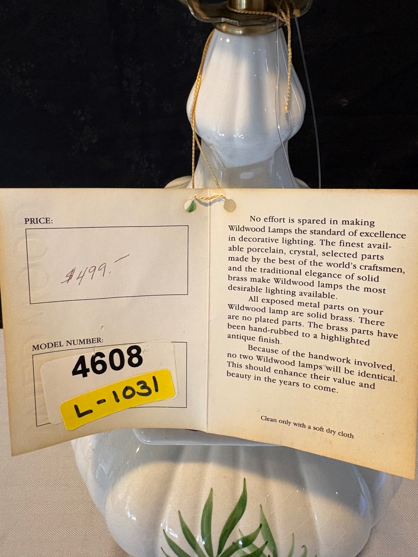 Wildwood Palm Frond Themed Porcelain Lamp, Brand New - image 5 of 5