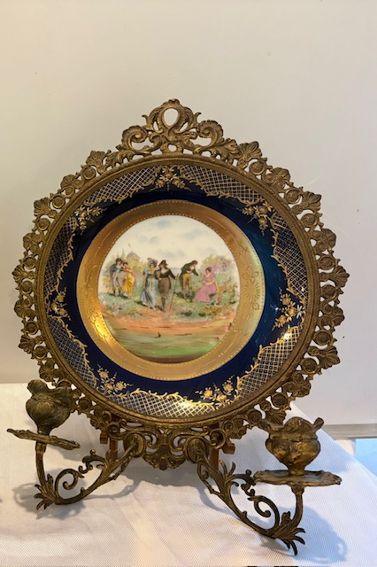 Antique Royal Vienna Porcelain Plate Candle Sconces - image 2 of 4