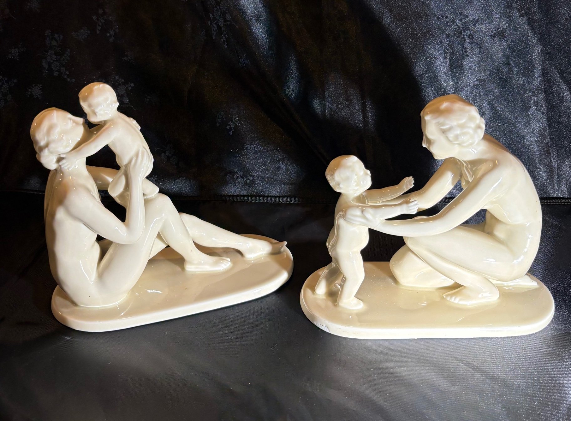 Neu Tettau Bavarian Art Deco Porcelain :  Mother and Child Figurines  - image 3 of 6