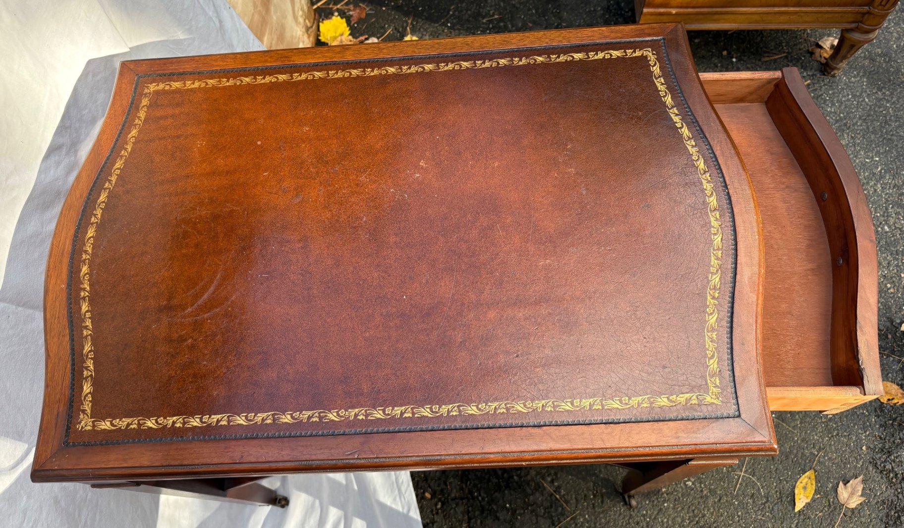 Antique Mahogany Leather Top Side Tables - image 2 of 5