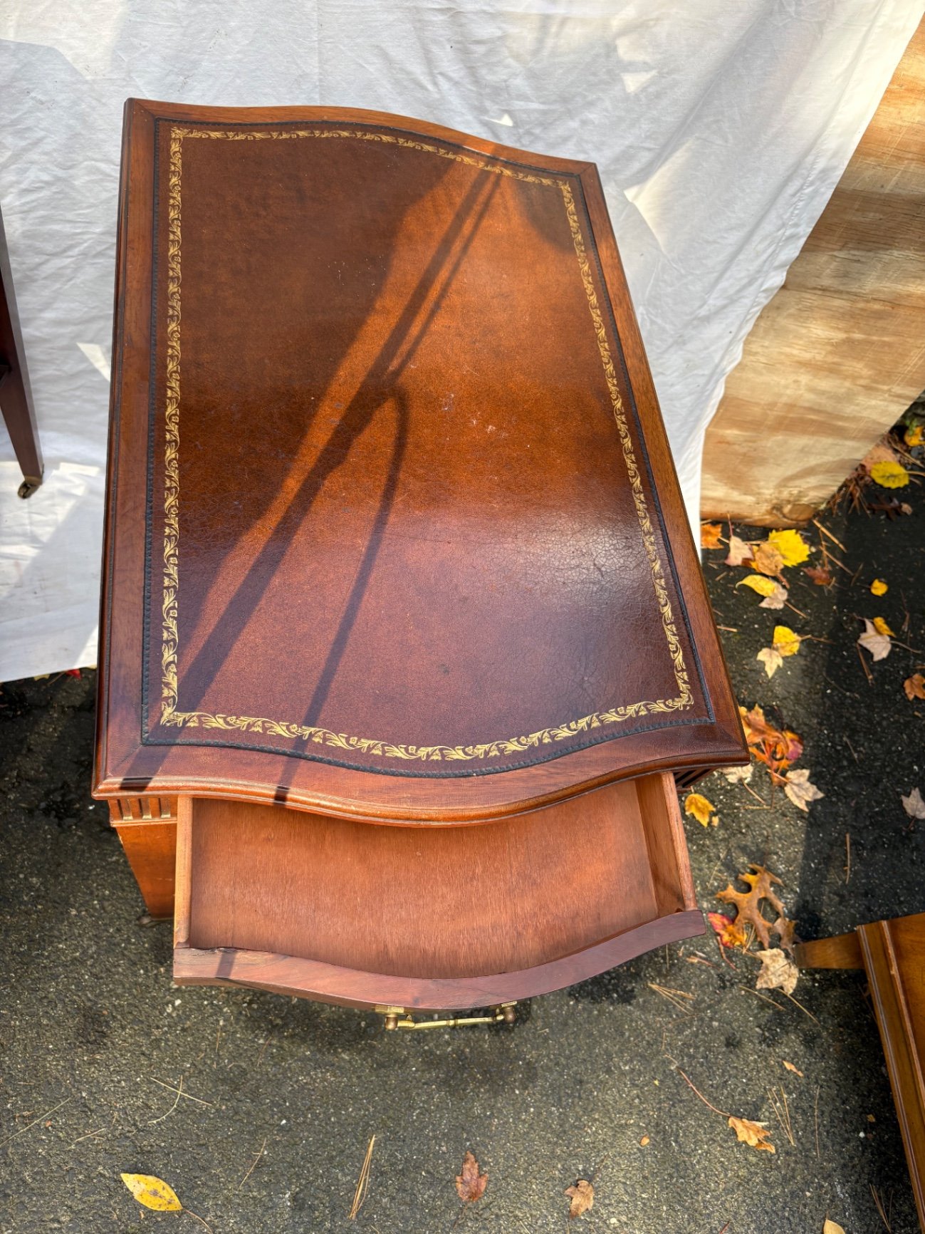 Antique Mahogany Leather Top Side Tables - image 1 of 5