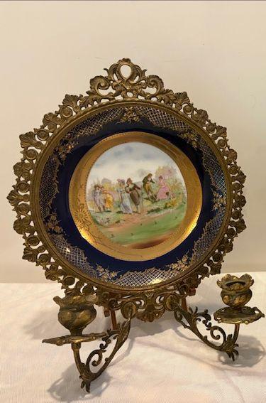 Antique Royal Vienna Porcelain Plate Candle Sconces - image 3 of 4