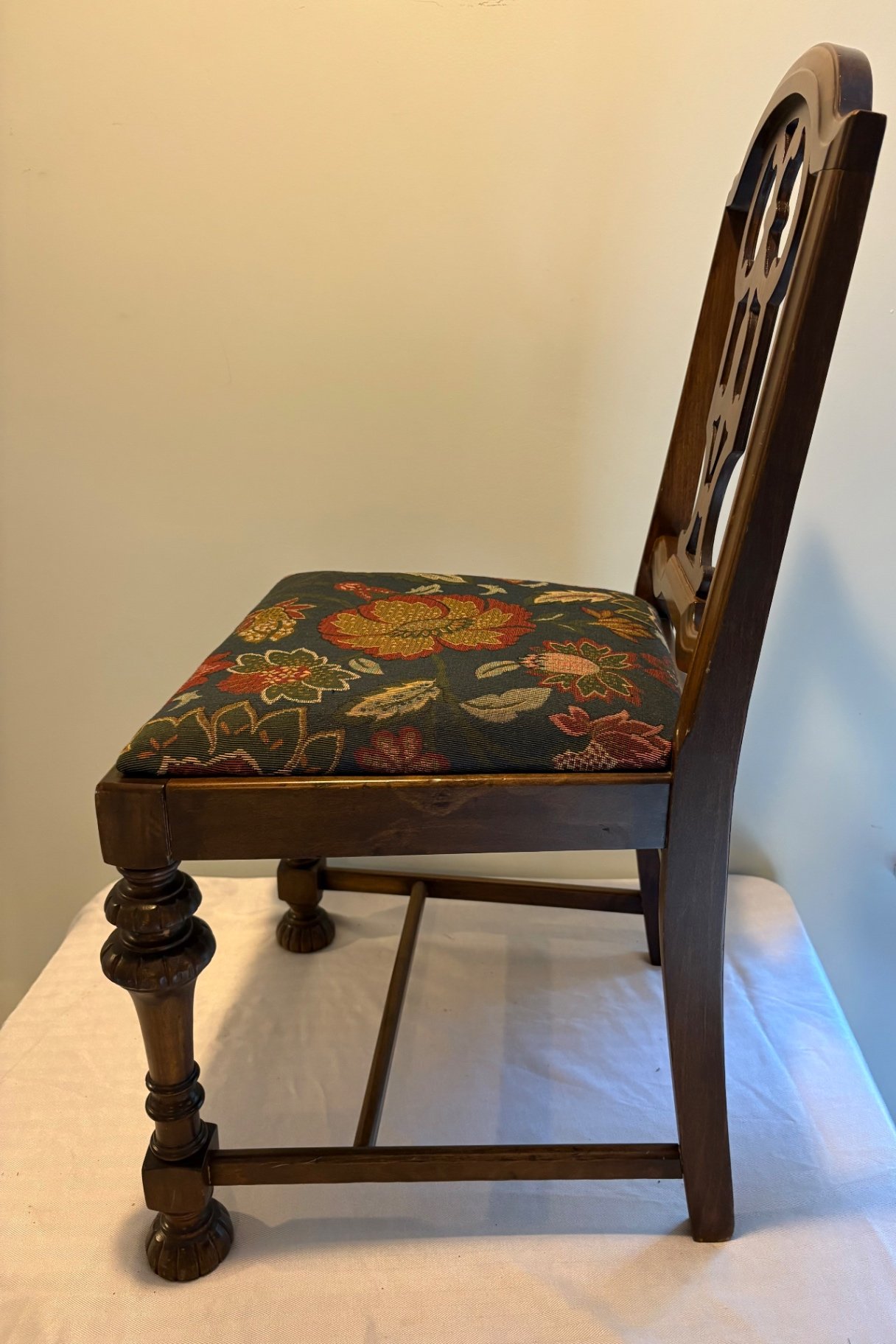 1930’s Walnut Upholsetered Vanity and Chair Set - image 5 of 6