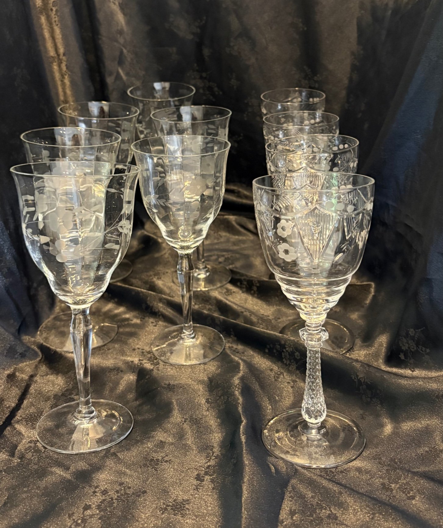 Vintage Holiday Crystal , Libbey Rock Sharpe 10 Water Glasses  - image 1 of 4