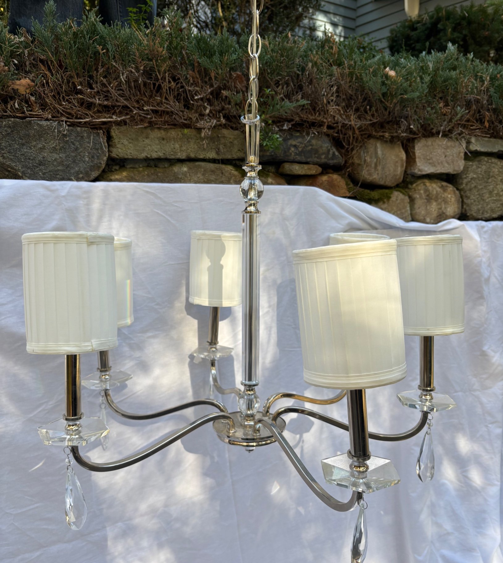 6 Light Polished Nickel Chandelier with Crystal Accents - image 3 of 4