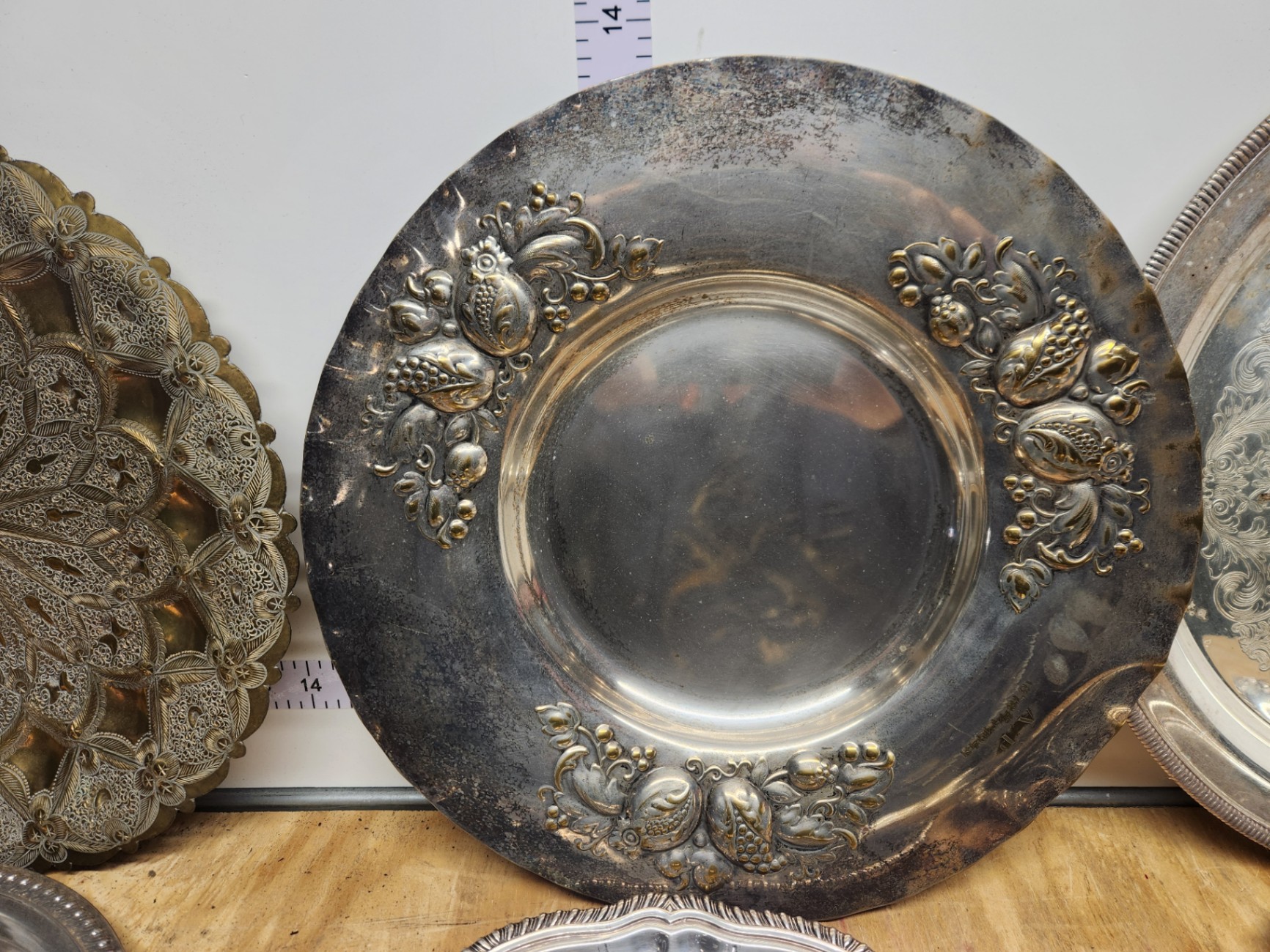 Silverplate & Brass Tray Lot - image 8 of 23
