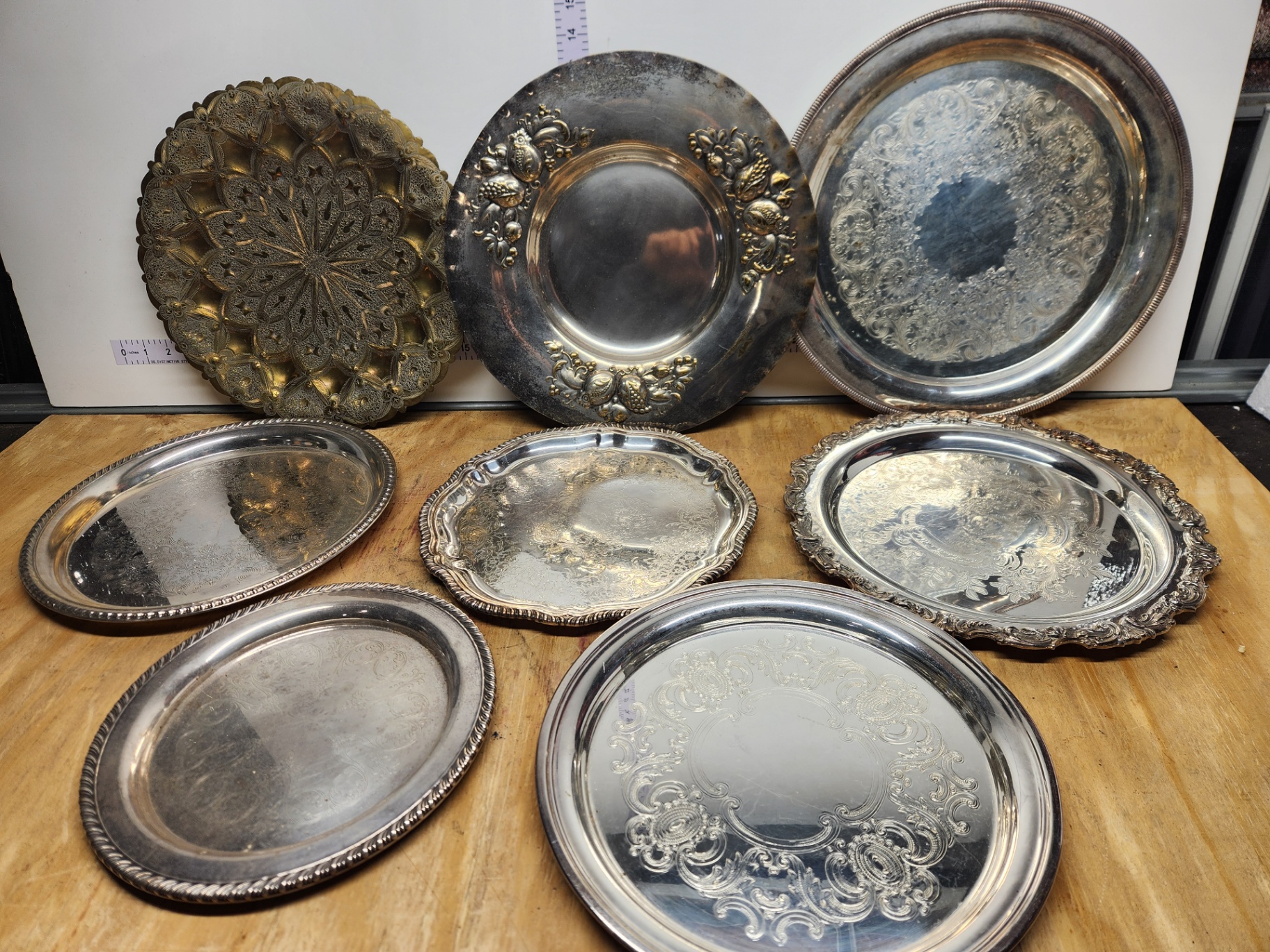 Silverplate & Brass Tray Lot - image 1 of 23