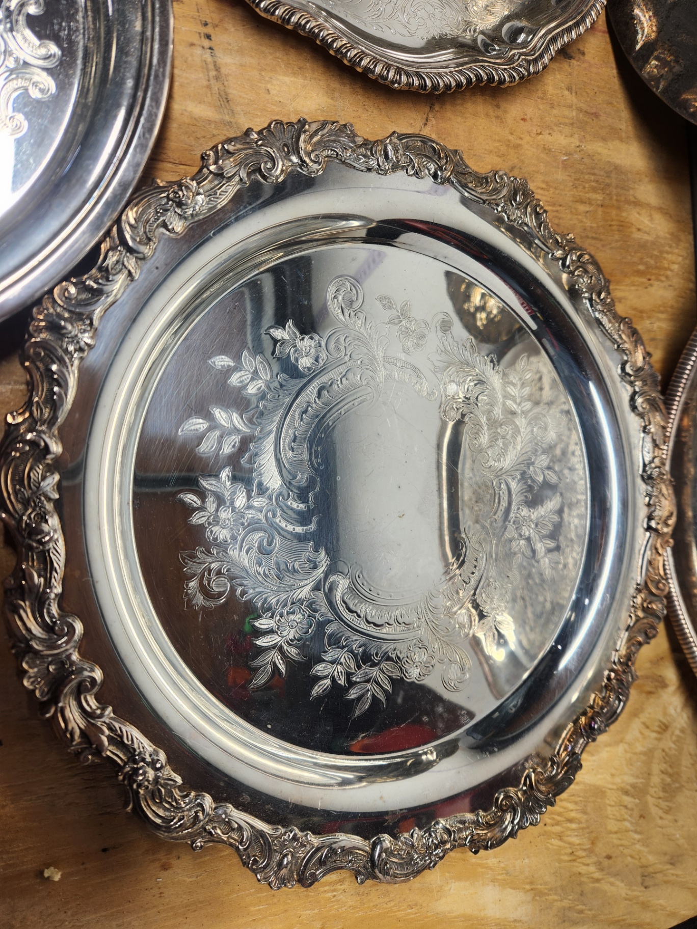 Silverplate & Brass Tray Lot - image 6 of 23