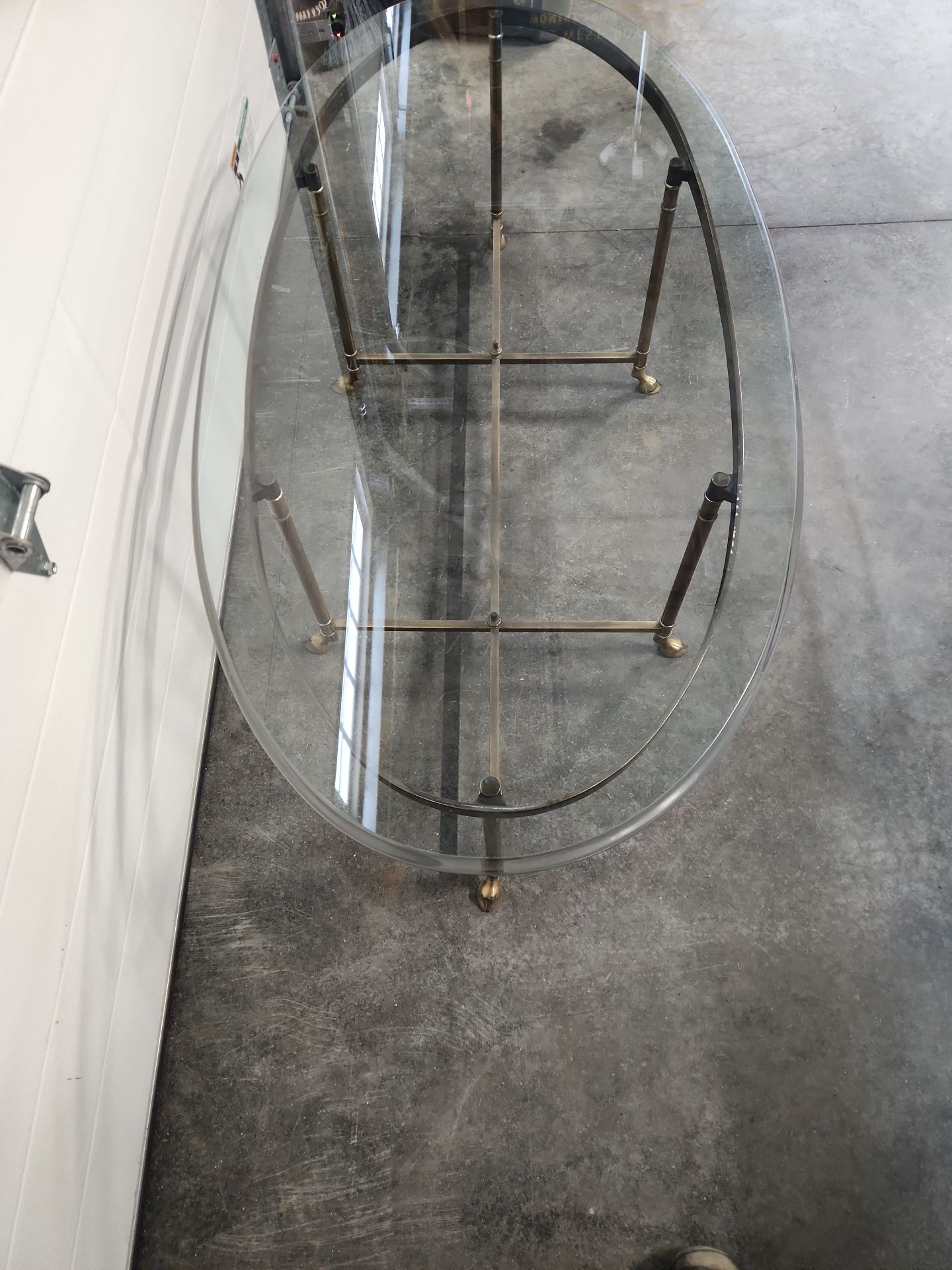 Mid-century Brass & Glass Oval Coffee Table - image 8 of 19