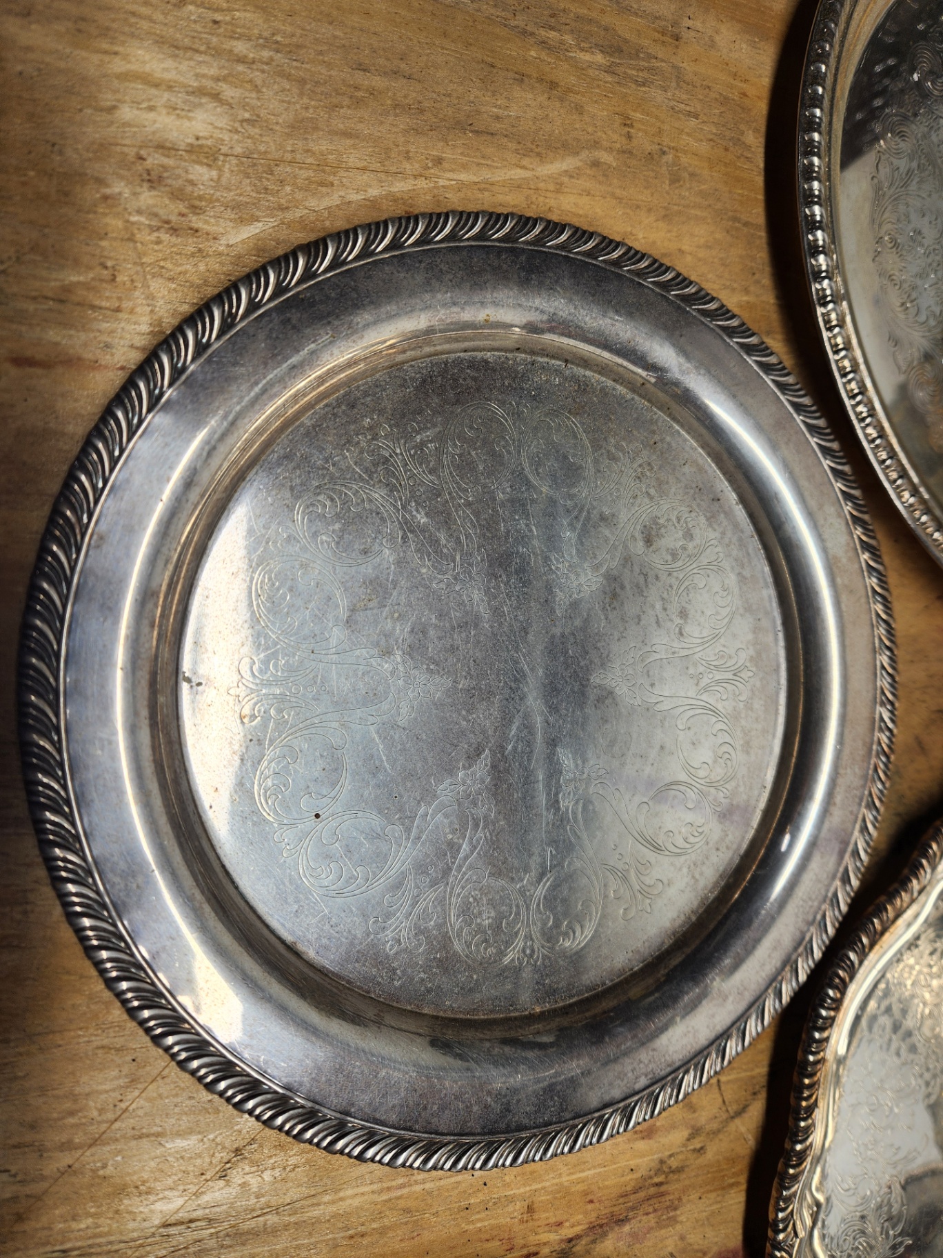 Silverplate & Brass Tray Lot - image 3 of 23