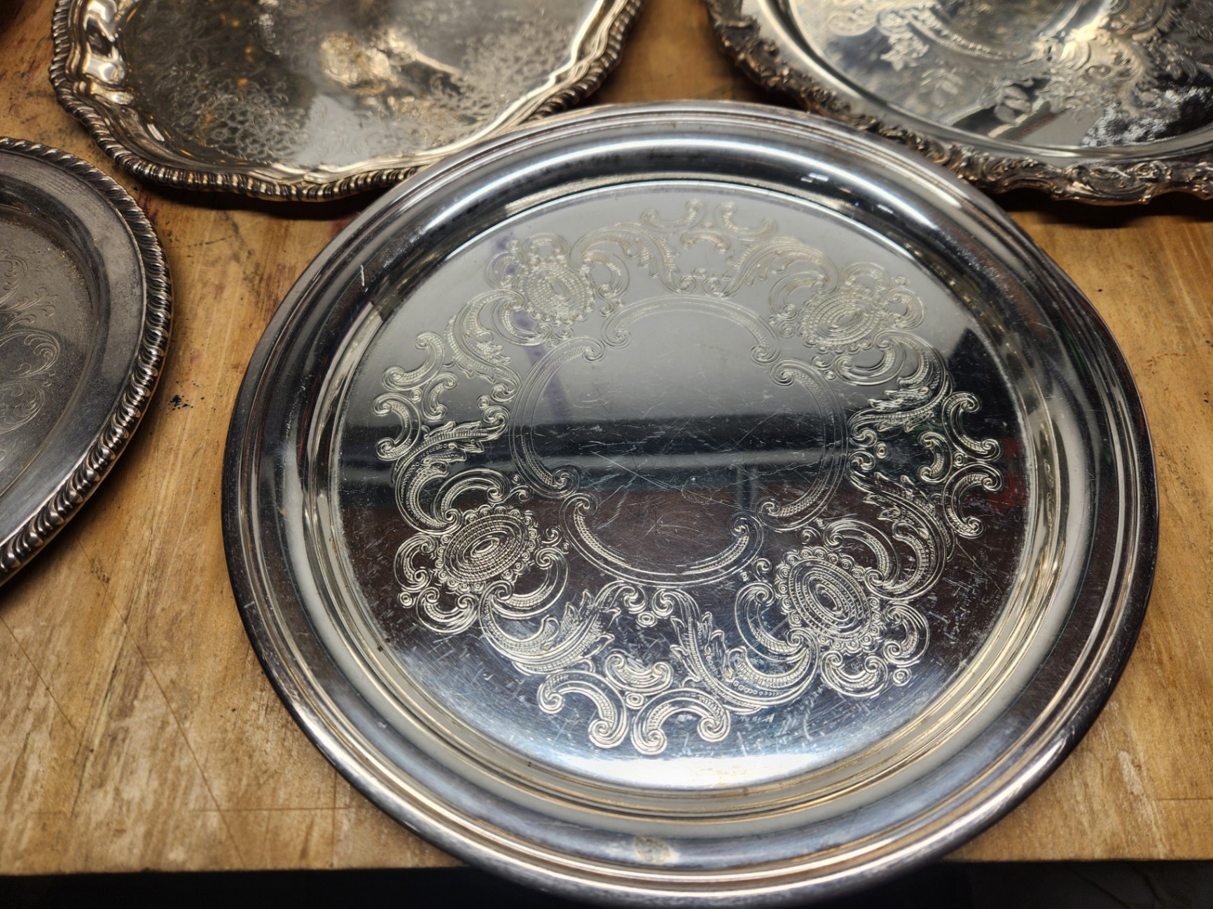 Silverplate & Brass Tray Lot - image 2 of 23