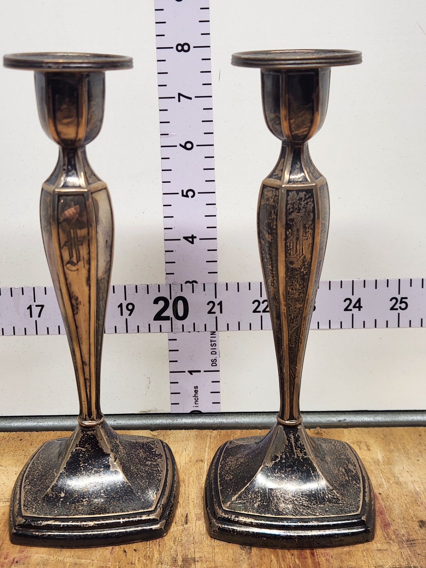 Monogrammed Sterling Silver Candlesticks  - image 1 of 6