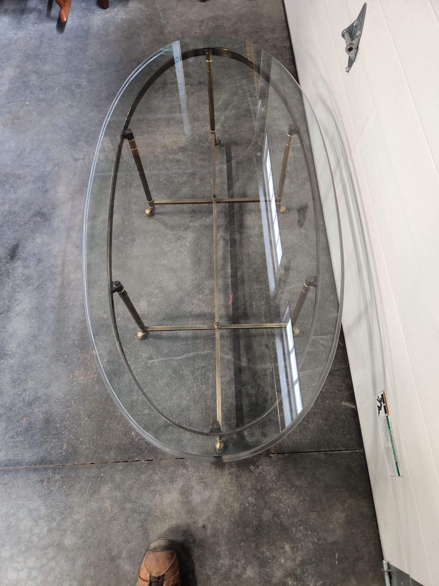 Mid-century Brass & Glass Oval Coffee Table - image 9 of 19