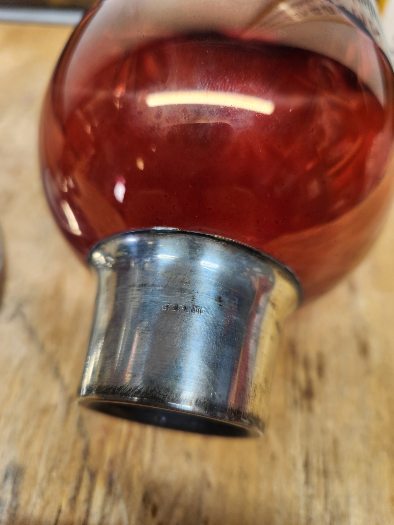 Sterling Silver & Cut Cranberry Glass Candle Holders - image 7 of 12