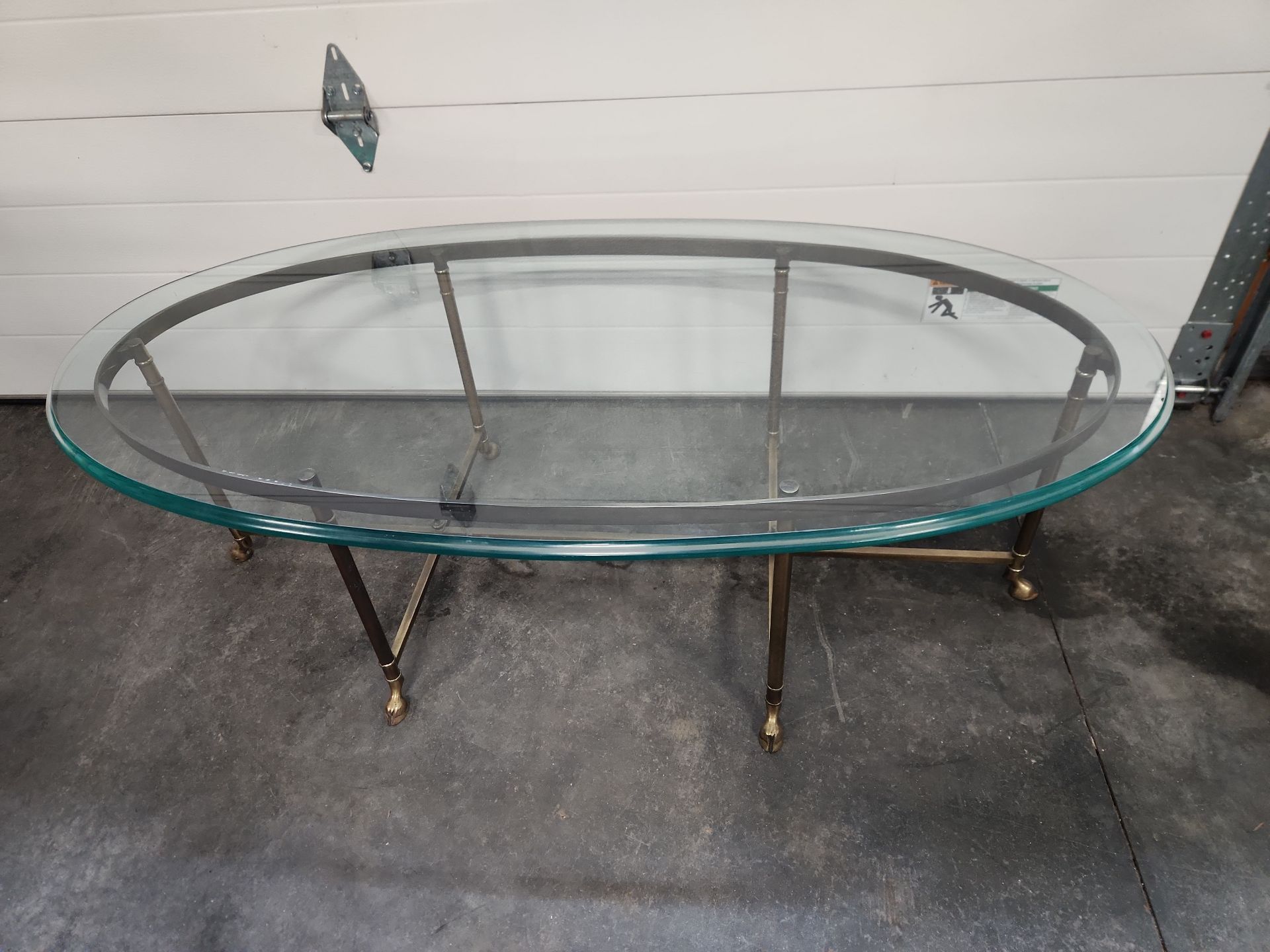 Mid-century Brass & Glass Oval Coffee Table - image 1 of 19