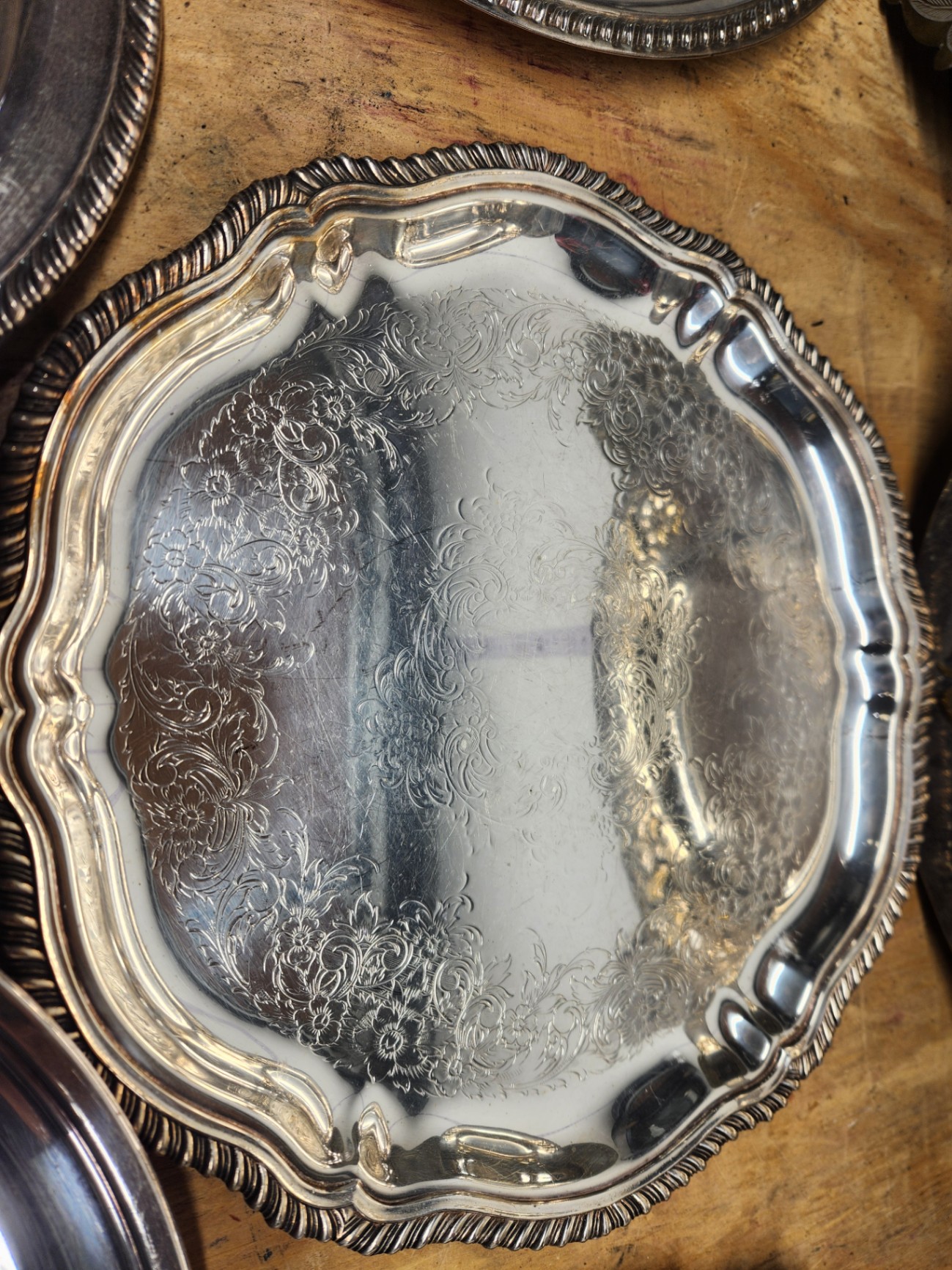 Silverplate & Brass Tray Lot - image 5 of 23