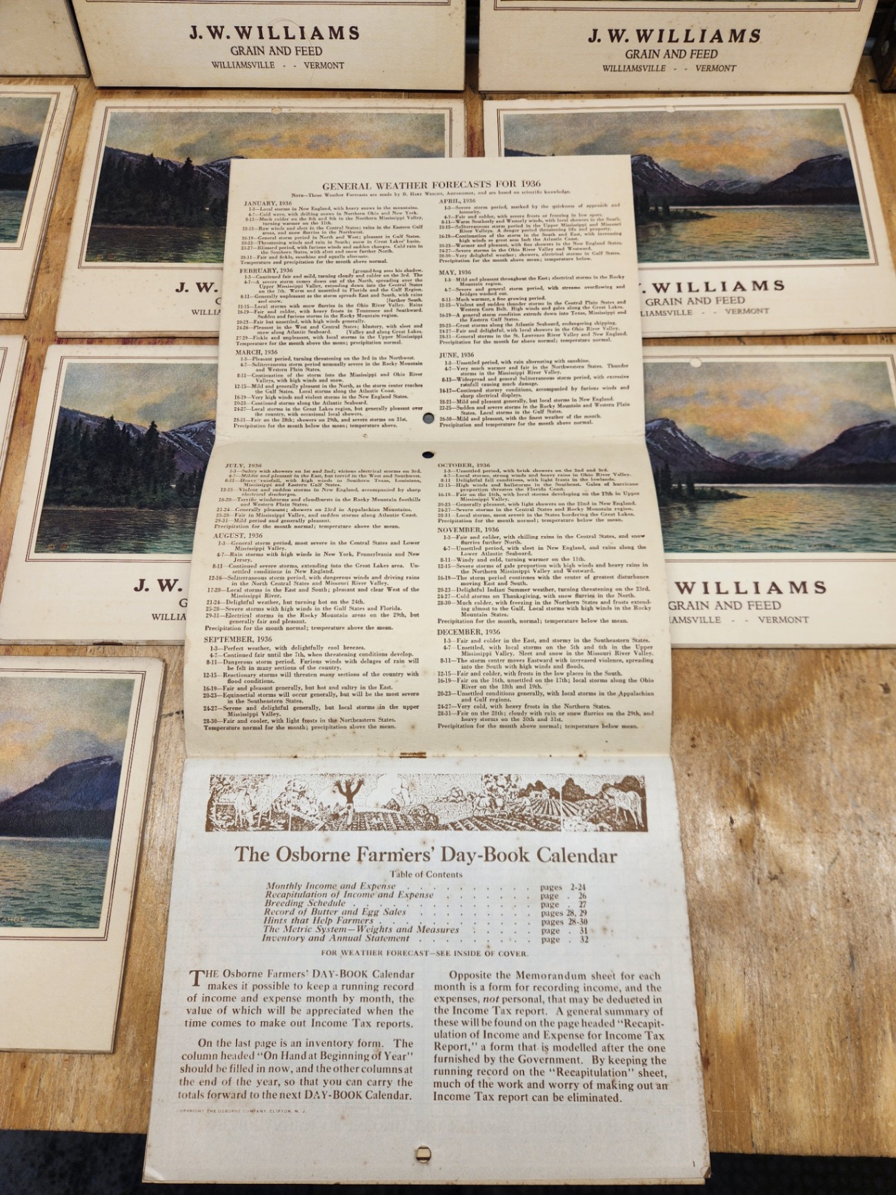 J.W. Williams 1936 Grain And Feed Williamsville Vermont Calendars - image 4 of 11