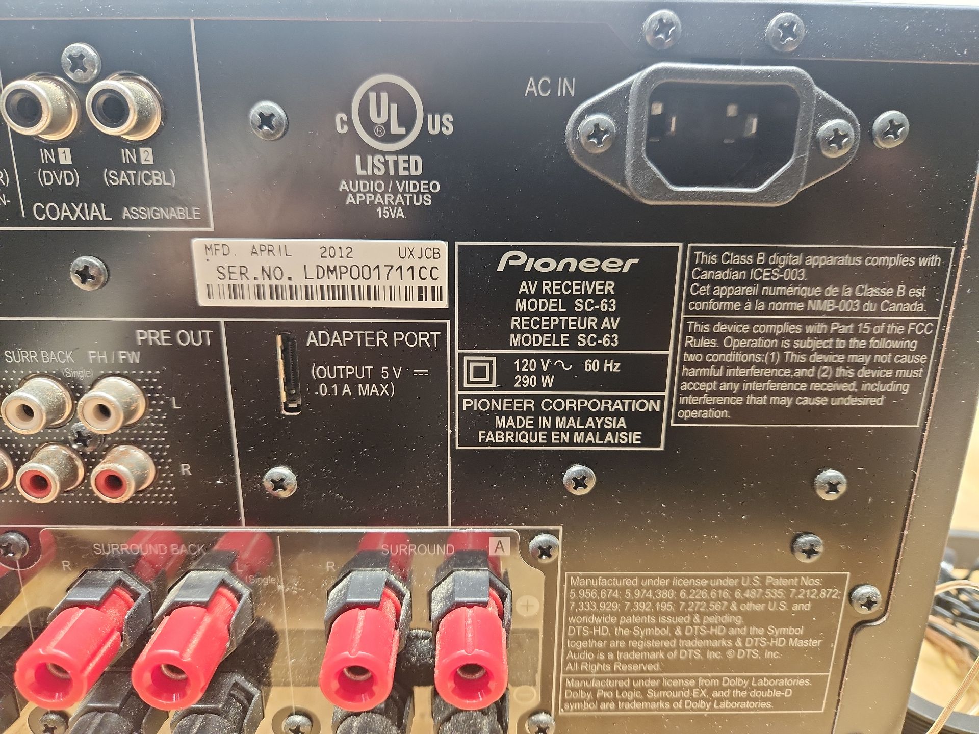 Pioneer Elite SC-63 AV Receiver - image 8 of 11