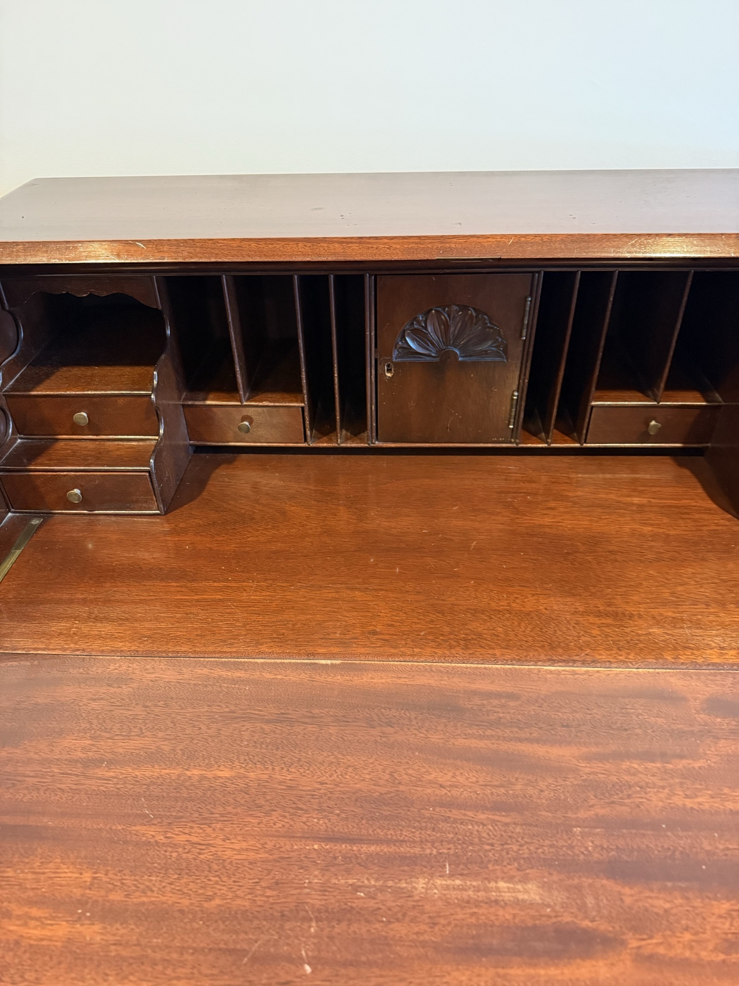 Antique mahogany slant-front desk with upper cabinet - image 2 of 9