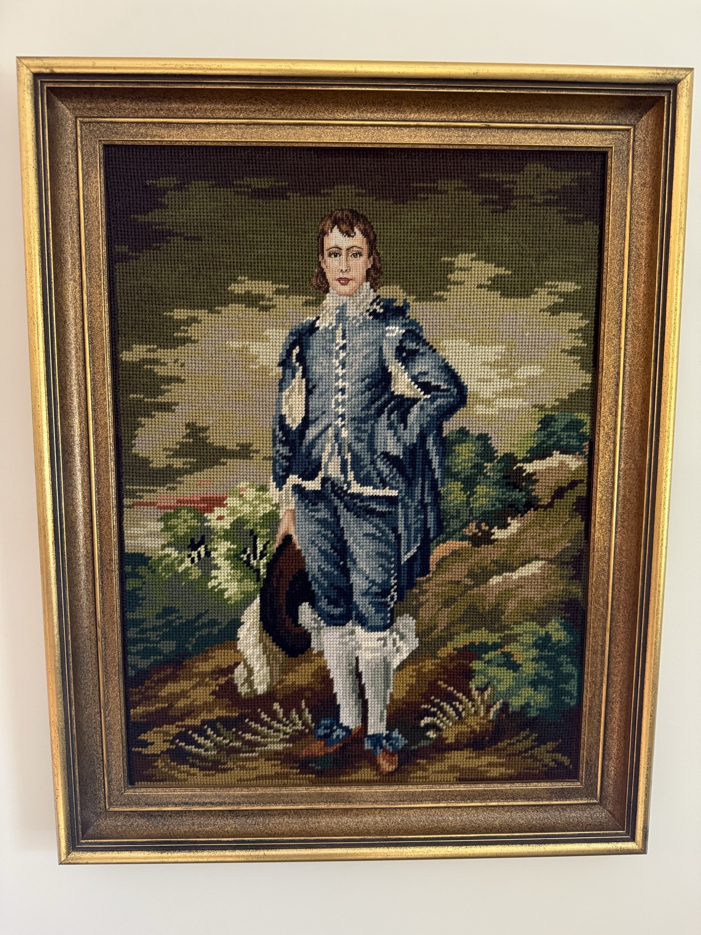 Embroidered Blue Boy Portrait in Frame - image 1 of 2